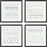 Framed 'Nordic Vibes  Blue4 Piece Framed Art Print Set' border=