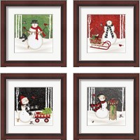 Framed Jolly Snowman 4 Piece Framed Art Print Set