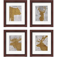 Framed 'Rustic Lodge Animals on Grey 4 Piece Framed Art Print Set' border=