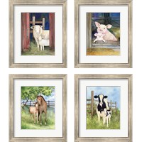 Framed Farm Family Cows & Animals 4 Piece Framed Art Print Set