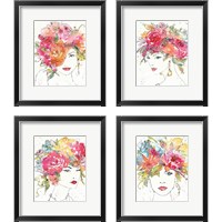 Framed 'Floral Figures 4 Piece Framed Art Print Set' border=