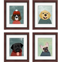 Framed 'Winter Dog 4 Piece Framed Art Print Set' border=