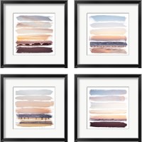 Framed 'Sunset Stripes 4 Piece Framed Art Print Set' border=