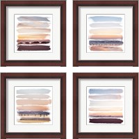Framed 'Sunset Stripes 4 Piece Framed Art Print Set' border=