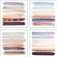 Framed 'Sunset Stripes 4 Piece Art Print Set' border=