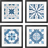 Framed Gypsy Wall Tile Blue Gray 4 Piece Framed Art Print Set