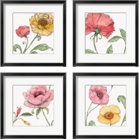 Framed Blossom Sketches Color 4 Piece Framed Art Print Set