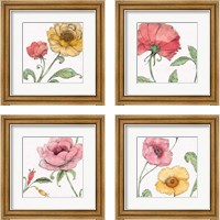 Framed Blossom Sketches Color 4 Piece Framed Art Print Set