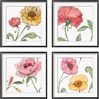 Framed Blossom Sketches Color 4 Piece Framed Art Print Set