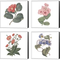 Framed 'Monument Etching Tile Flowers 4 Piece Canvas Print Set' border=