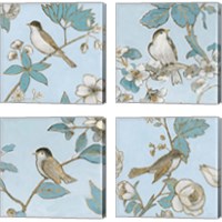 Framed 'Toile Birds 4 Piece Canvas Print Set' border=