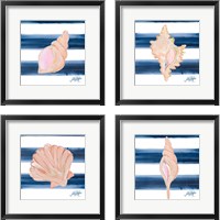 Framed 'Nautical Shell 4 Piece Framed Art Print Set' border=