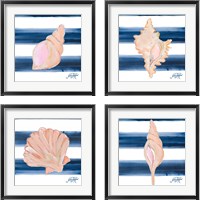 Framed 'Nautical Shell 4 Piece Framed Art Print Set' border=