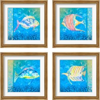 Framed 'Under the Sea 4 Piece Framed Art Print Set' border=