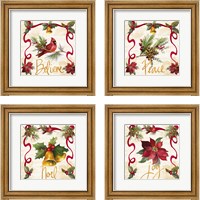 Framed Christmas Poinsettia Ribbon 4 Piece Framed Art Print Set