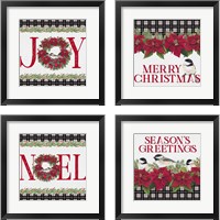 Framed Chickadee Christmas 4 Piece Framed Art Print Set