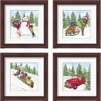 Framed Dog Days of Christmas 4 Piece Framed Art Print Set