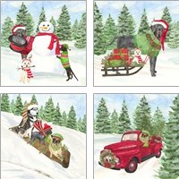 Framed 'Dog Days of Christmas 4 Piece Art Print Set' border=