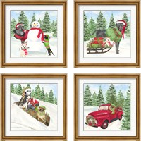 Framed 'Dog Days of Christmas 4 Piece Framed Art Print Set' border=