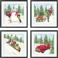 Framed 'Dog Days of Christmas 4 Piece Framed Art Print Set' border=