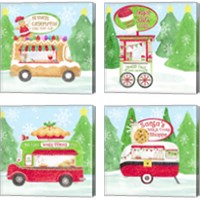 Framed 'Food Cart Christmas 4 Piece Canvas Print Set' border=