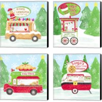 Framed Food Cart Christmas 4 Piece Canvas Print Set