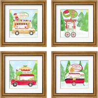 Framed 'Food Cart Christmas 4 Piece Framed Art Print Set' border=