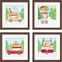 Framed 'Food Cart Christmas 4 Piece Framed Art Print Set' border=