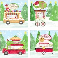 Framed Food Cart Christmas 4 Piece Art Print Set