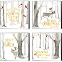 Framed 'Christmas Forest 4 Piece Canvas Print Set' border=