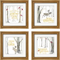 Framed 'Christmas Forest 4 Piece Framed Art Print Set' border=