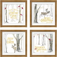 Framed 'Christmas Forest 4 Piece Framed Art Print Set' border=