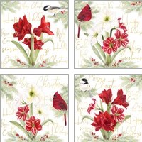 Framed 'Merry Amaryllis 4 Piece Art Print Set' border=