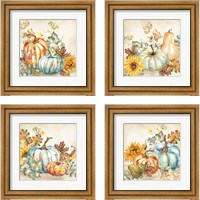 Framed 'Watercolor Harvest Pumpkin 4 Piece Framed Art Print Set' border=