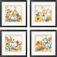 Framed 'Watercolor Harvest Pumpkin 4 Piece Framed Art Print Set' border=