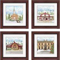 Framed 'Christmas Village 4 Piece Framed Art Print Set' border=