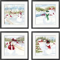 Framed Snowman Christmas 4 Piece Framed Art Print Set