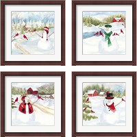 Framed 'Snowman Christmas 4 Piece Framed Art Print Set' border=
