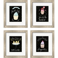 Framed 'Sweet Life Dark 4 Piece Framed Art Print Set' border=