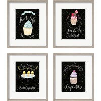 Framed 'Sweet Life Dark 4 Piece Framed Art Print Set' border=