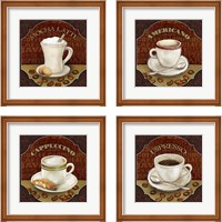 Framed 'Coffee Illustration 4 Piece Framed Art Print Set' border=
