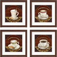 Framed 'Coffee Illustration 4 Piece Framed Art Print Set' border=