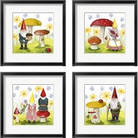 Framed 'Gnome Neighbors 4 Piece Framed Art Print Set' border=