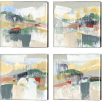 Framed 'Abstracted Mountainscape 4 Piece Canvas Print Set' border=