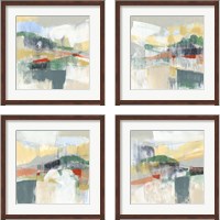 Framed 'Abstracted Mountainscape 4 Piece Framed Art Print Set' border=