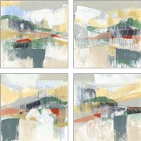 Framed 'Abstracted Mountainscape 4 Piece Art Print Set' border=