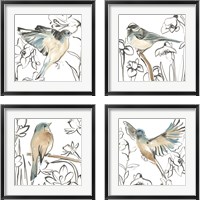 Framed 'Songbird Meadow 4 Piece Framed Art Print Set' border=
