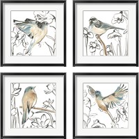 Framed 'Songbird Meadow 4 Piece Framed Art Print Set' border=