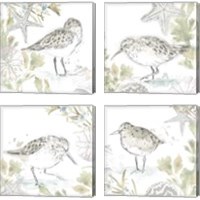 Framed 'Seaside Sandpipers 4 Piece Canvas Print Set' border=