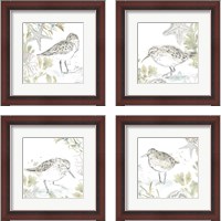 Framed 'Seaside Sandpipers 4 Piece Framed Art Print Set' border=